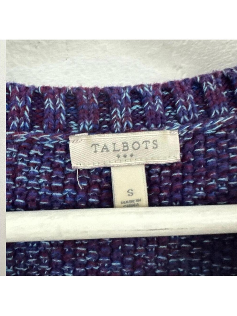 Talbots Women’s Purple Blue Cable Knit Long Sleeve Sweater Size S - Picture 3 of 5